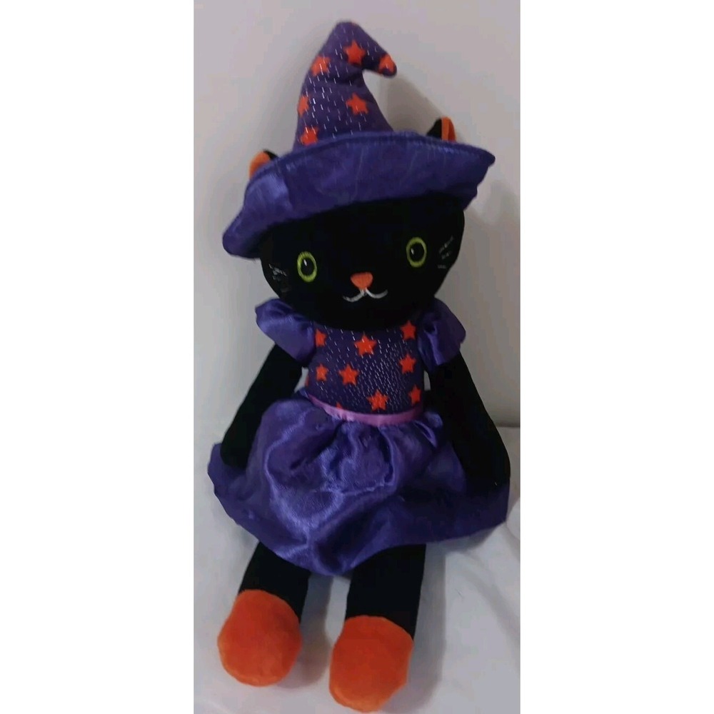 Spark Create Imagine‎ Black Cat Witch 18" Plush Stuffed Animal Baby Rattle Toy
